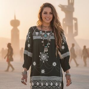 Free People New Romantics Gauzy Embroidered Dress Size S